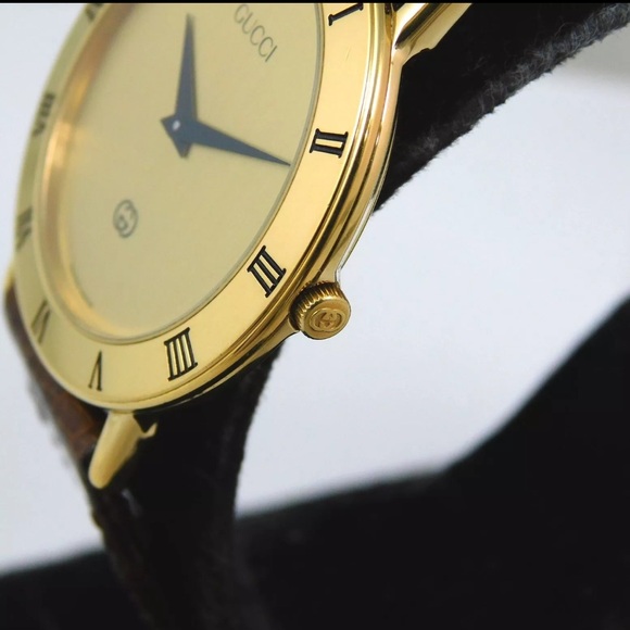 GUCCI 3000M VINTAGE GOLD VINTAGE SWISS MADE WATCH QUARTZ F86 - Picture 7 of 12